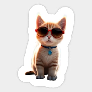 Cool Cat Cute Kitten Wearting Sunglasses Sticker